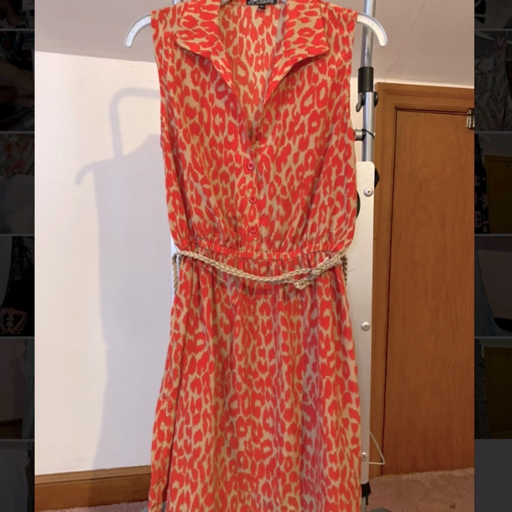 BeBop Pink And Tan Sleeveless Leopard Print Dress